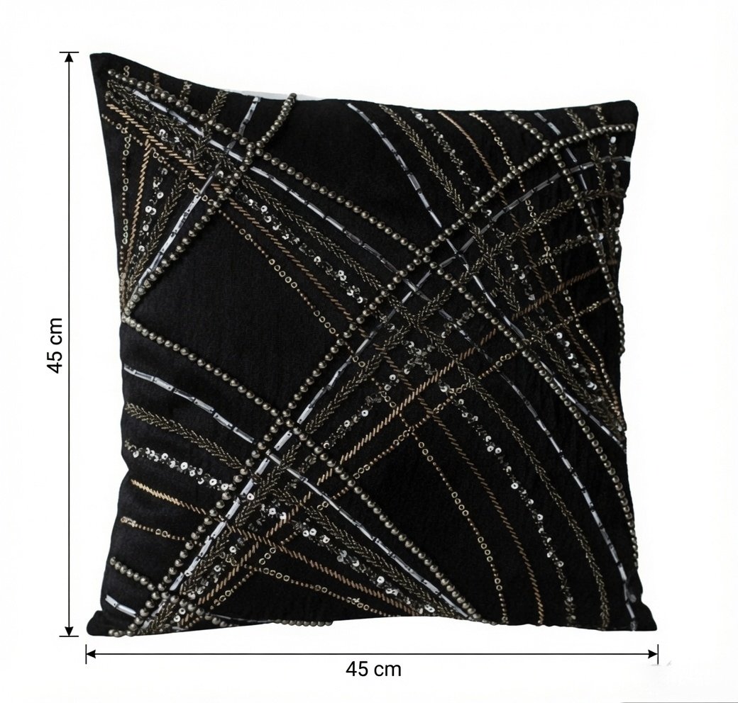 Midnight Luxe Beaded Cushion - Image 2
