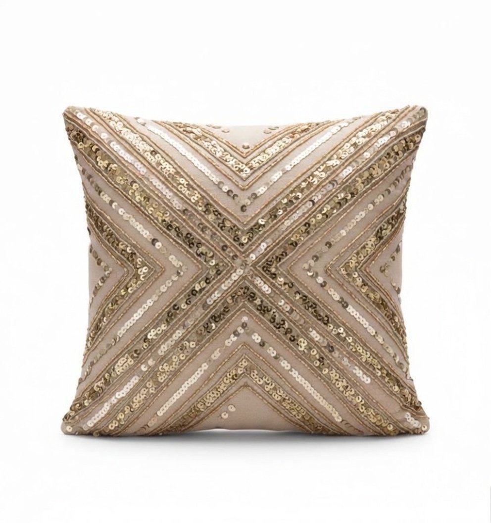 Champagne Chevron Luxe Cushion