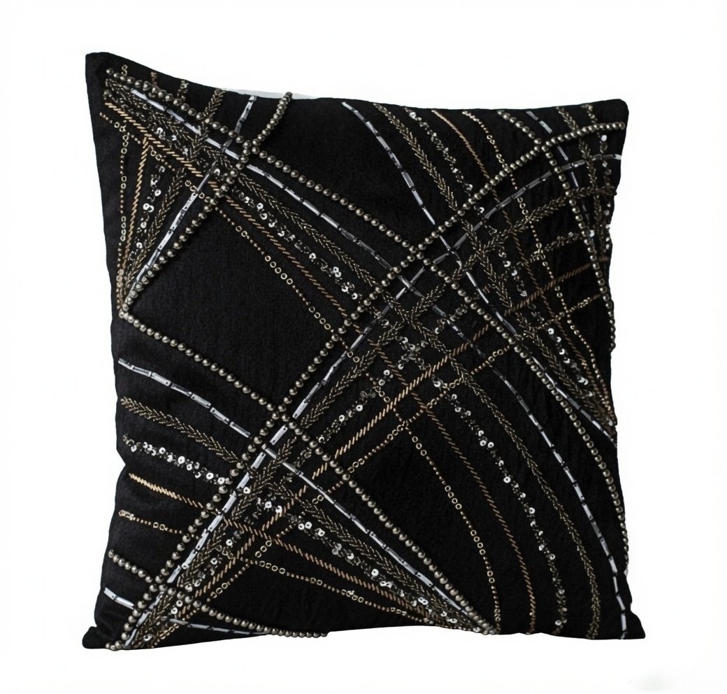 Midnight Luxe Beaded Cushion