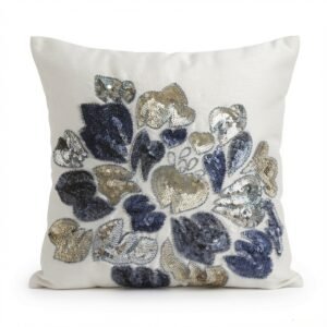 Midnight Bloom Embroidered Cushion
