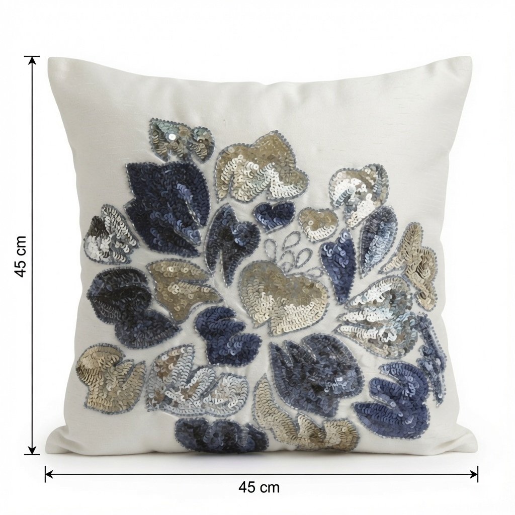 Midnight Bloom Embroidered Cushion - Image 2
