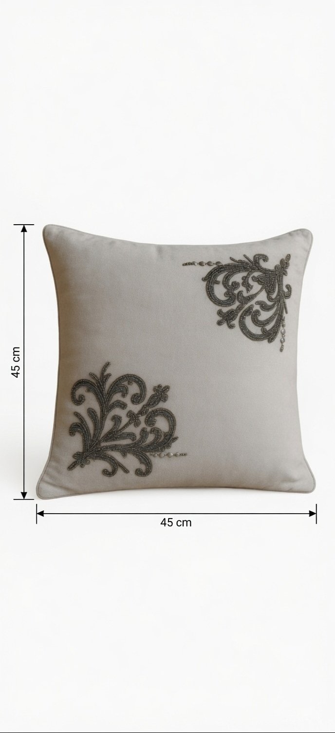 Ivory Noir Embroidered Cushion - Image 2