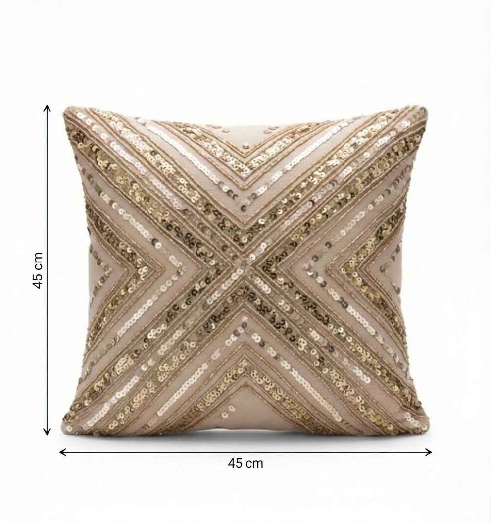 Champagne Chevron Luxe Cushion - Image 2