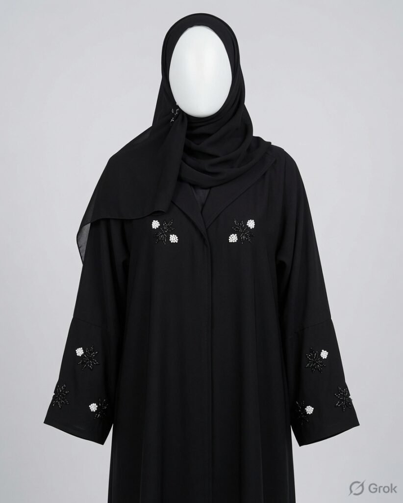 Classic Black Floral Embroidered Abaya