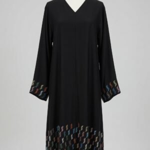 Elegant Black Multicolor Embellished Abaya