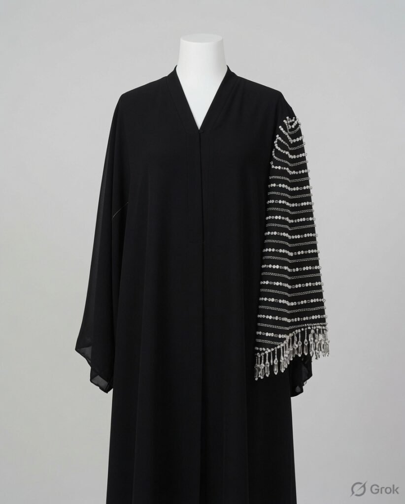 Luxury Black Crystal Embellished Abaya