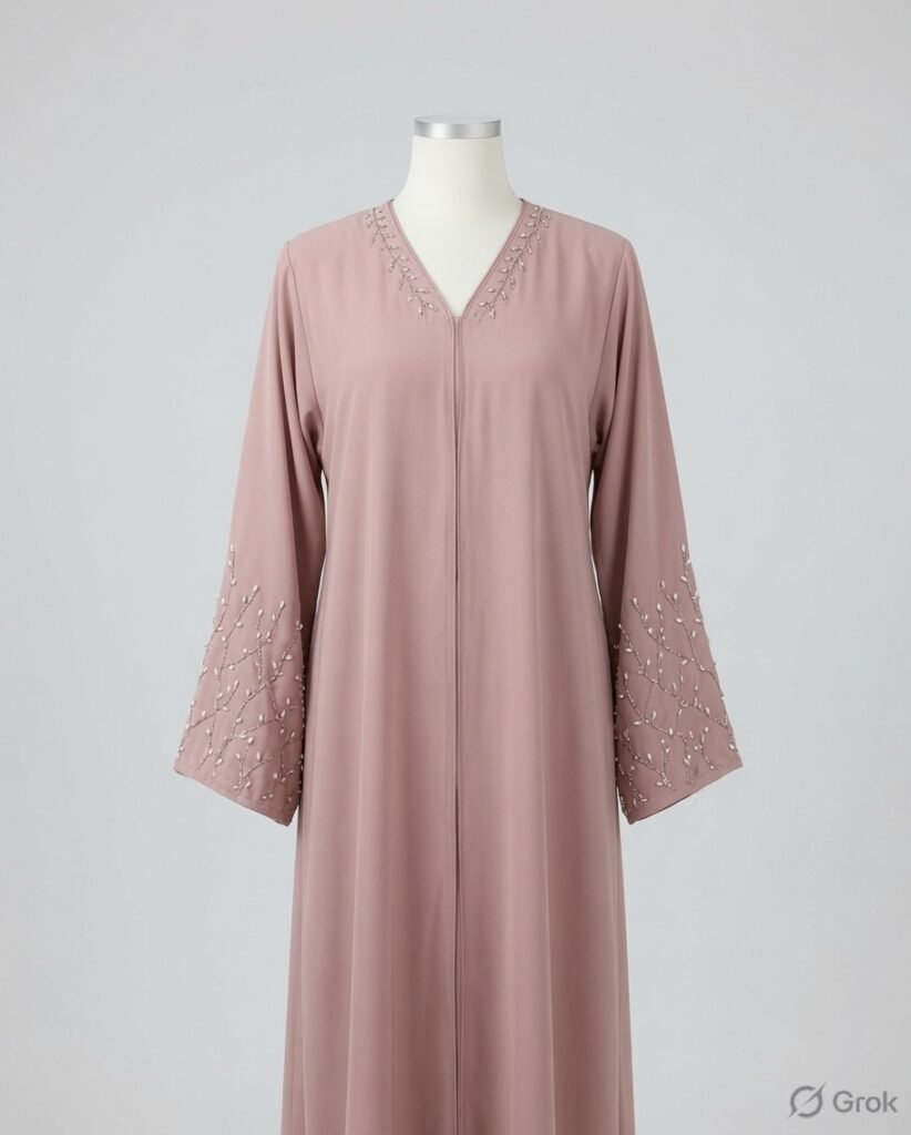 Elegant Dusty Rose Embellished Abaya