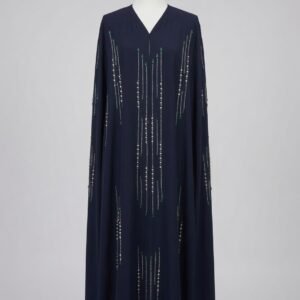 Luxury Navy Blue Crystal Cascade Abaya